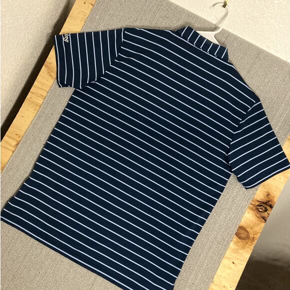 Peter Millar Summer Comfort Polo Men L Blue Striped Golf Tournament Barbasol - Picture 8 of 13